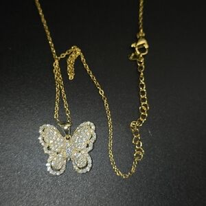 ✨ 2 Carat Moissanite Butterfly Necklace – Gold Plated S925 ✨